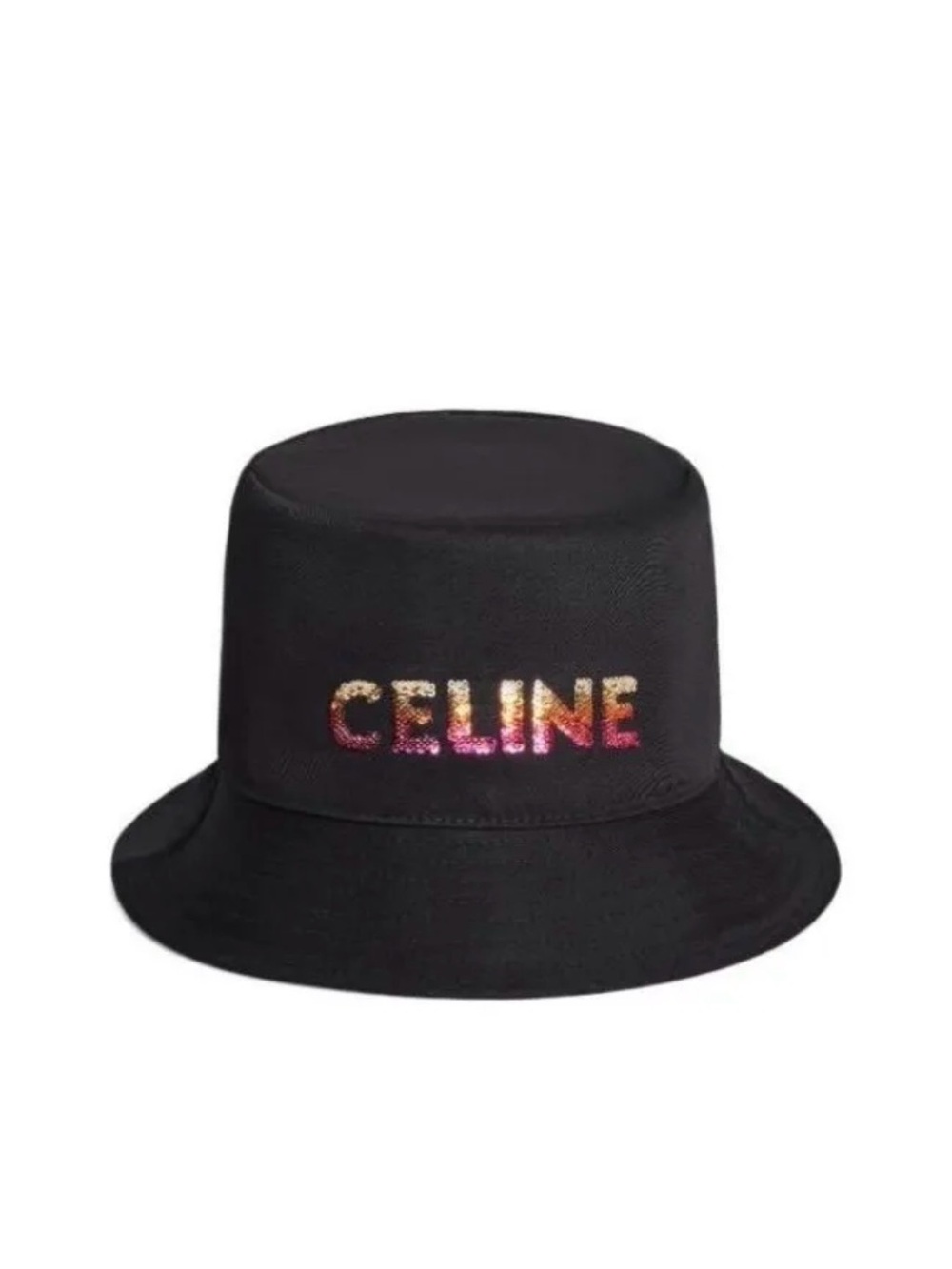 45 NWT CELINE EMBROIDERED BUCKET HAT IN COTTON GABARDINE